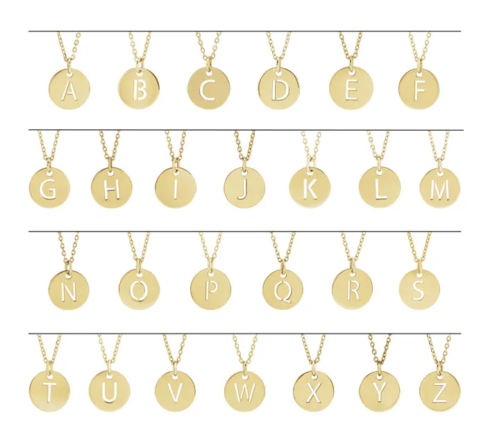 Necklaces TreasureFineJewelers 14K Rose Gold Initial A 10 mm Disc 1618 Necklace