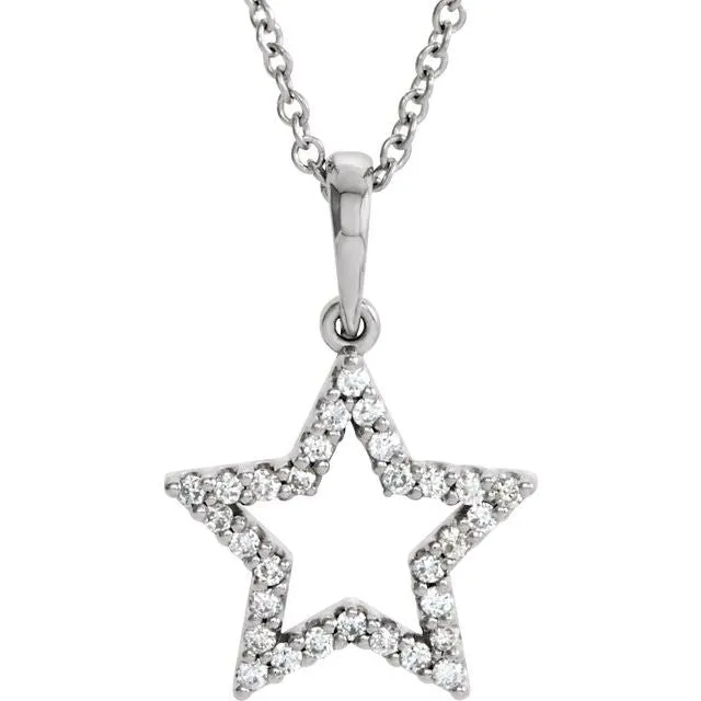 Necklaces TreasureFineJewelers 14K White Gold 18 CTW Diamond Petite Star 16 Necklace Necklaces TreasureFineJewelers 14K White Gold 18 CTW Diamond Petite Star 16 Necklace