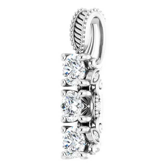 Necklaces TreasureFineJewelers 14K White Gold 58 CTW Natural Diamond Pendant