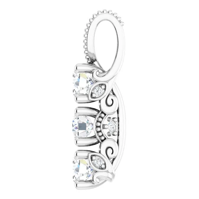 Necklaces TreasureFineJewelers 14K White Gold 58 CTW Natural Diamond Pendant