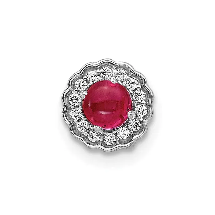 Necklaces TreasureFineJewelers 14k White Gold Diamond and Cabochon 38 Ruby Chain Slide Necklaces TreasureFineJewelers 14k White Gold Diamond and Cabochon 38 Ruby Chain Slide