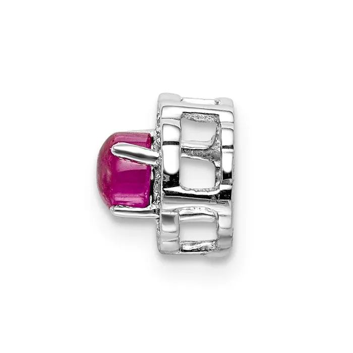 Necklaces TreasureFineJewelers 14k White Gold Diamond and Cabochon 38 Ruby Chain Slide