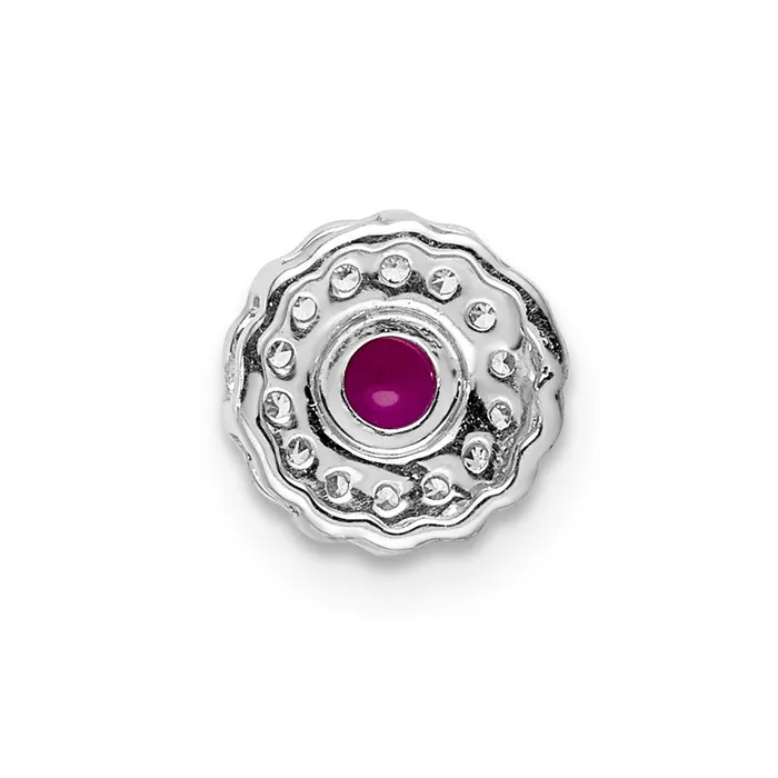 Necklaces TreasureFineJewelers 14k White Gold Diamond and Cabochon 38 Ruby Chain Slide