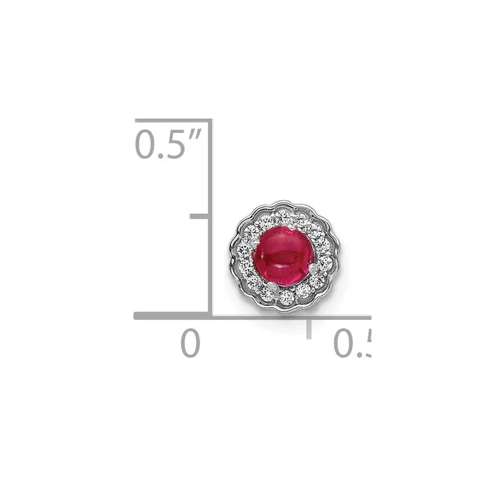 Necklaces TreasureFineJewelers 14k White Gold Diamond and Cabochon 38 Ruby Chain Slide