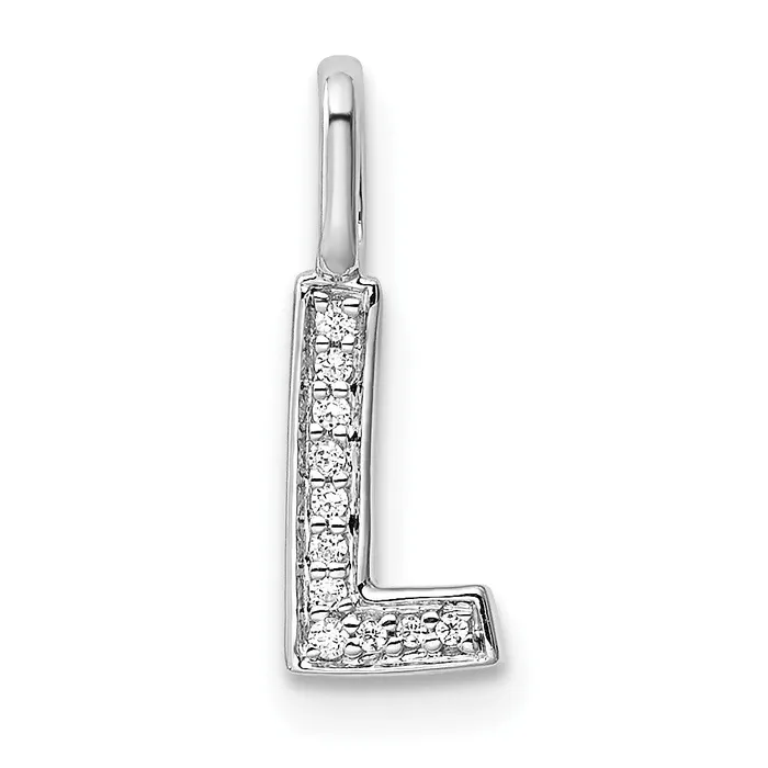 Necklaces TreasureFineJewelers 14K White Gold Diamond Letter L Initial Pendant Necklaces TreasureFineJewelers 14K White Gold Diamond Letter L Initial Pendant