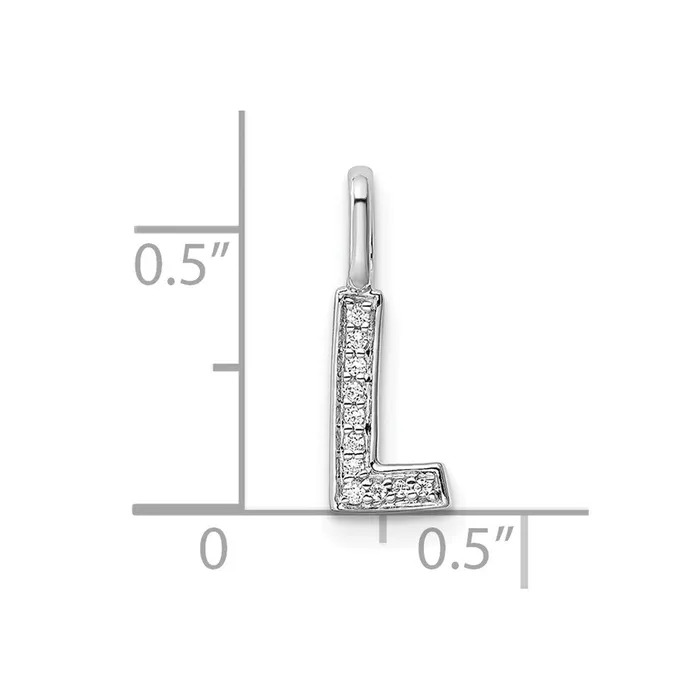 Necklaces TreasureFineJewelers 14K White Gold Diamond Letter L Initial Pendant
