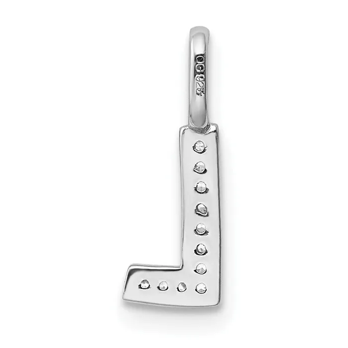 Necklaces TreasureFineJewelers 14K White Gold Diamond Letter L Initial Pendant