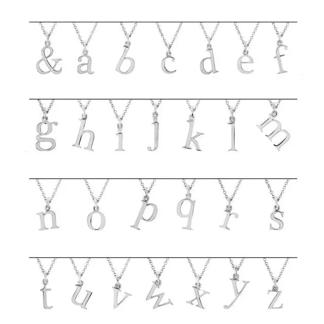 Necklaces TreasureFineJewelers 14K White Gold Lowercase Initial M Pendant