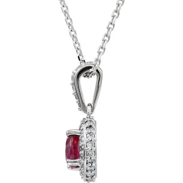 Necklaces TreasureFineJewelers 14K White Gold Natural Ruby 15 CTW Natural Diamond 18 Necklace