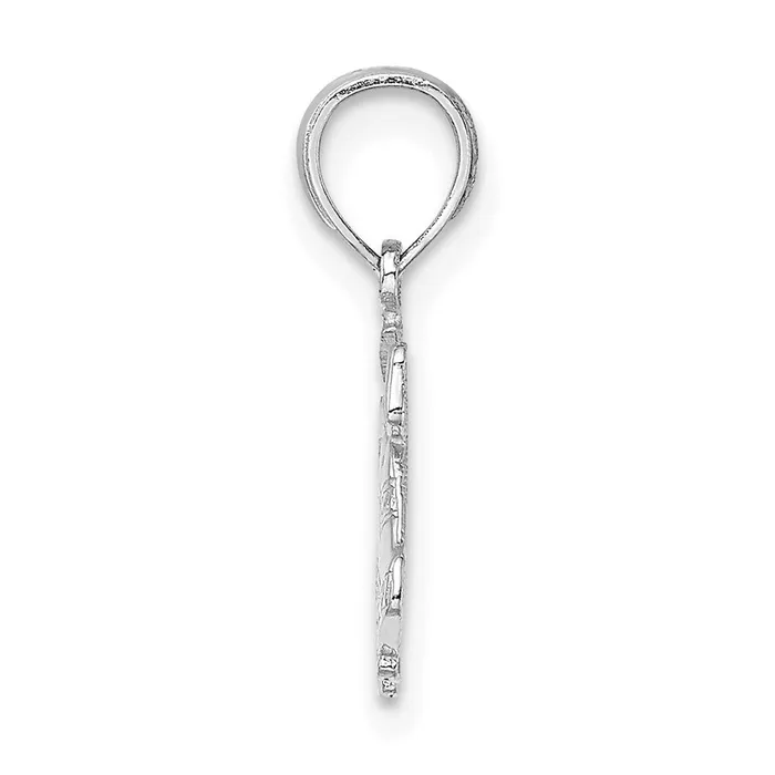 Necklaces TreasureFineJewelers 14K White Gold Polished Christmas Bells Pendant