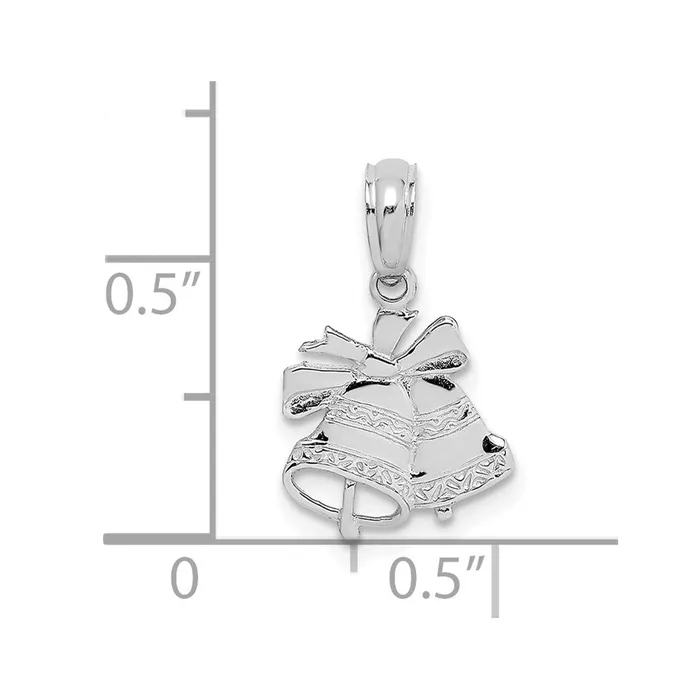 Necklaces TreasureFineJewelers 14K White Gold Polished Christmas Bells Pendant
