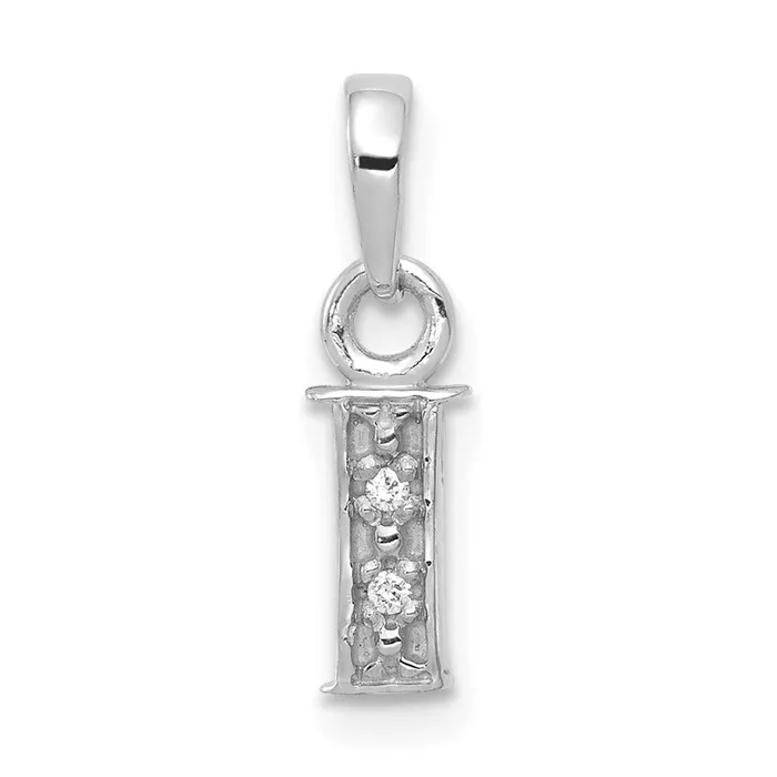 Necklaces TreasureFineJewelers 14k White Gold Rhodiumplated Diamond Letter I Initial Pendant Necklaces TreasureFineJewelers 14k White Gold Rhodiumplated Diamond Letter I Initial Pendant