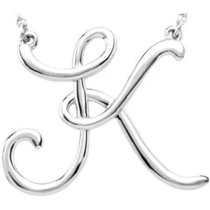 Necklaces TreasureFineJewelers 14K White Gold Script Initial K 16 Necklace Necklaces TreasureFineJewelers 14K White Gold Script Initial K 16 Necklace