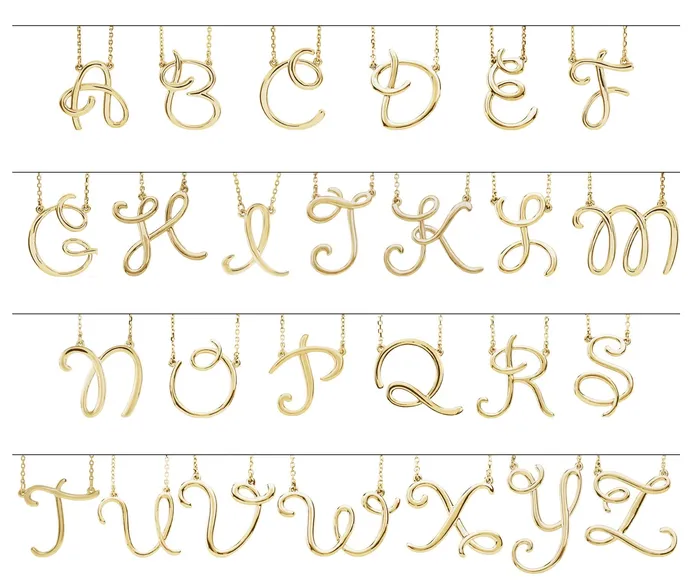 Necklaces TreasureFineJewelers 14K White Gold Script Initial K 16 Necklace