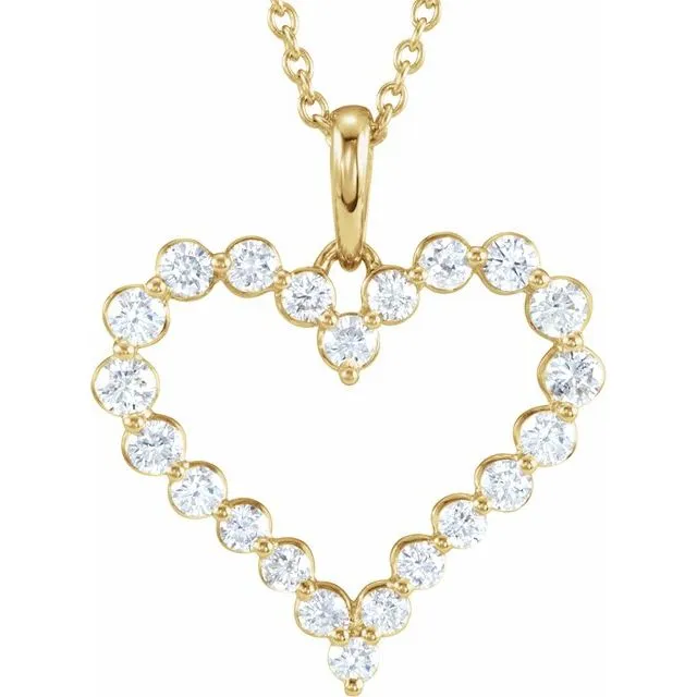 Necklaces TreasureFineJewelers 14K Yellow Gold 1 CTW Natural Diamond Heart 18 Necklace Necklaces TreasureFineJewelers 14K Yellow Gold 1 CTW Natural Diamond Heart 18 Necklace