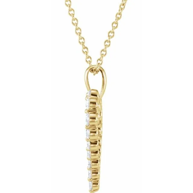 Necklaces TreasureFineJewelers 14K Yellow Gold 1 CTW Natural Diamond Heart 18 Necklace