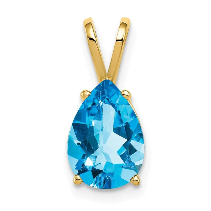 Necklaces TreasureFineJewelers 14k Yellow Gold 10x7mm Pear Blue Topaz pendant Necklaces TreasureFineJewelers 14k Yellow Gold 10x7mm Pear Blue Topaz pendant