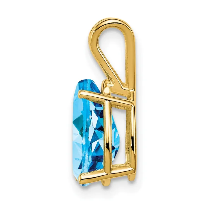 Necklaces TreasureFineJewelers 14k Yellow Gold 10x7mm Pear Blue Topaz pendant