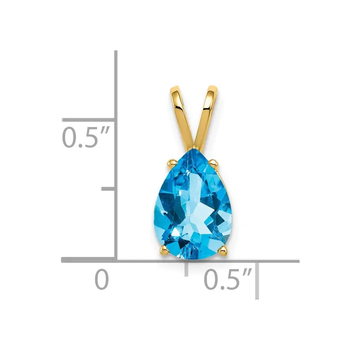 Necklaces TreasureFineJewelers 14k Yellow Gold 10x7mm Pear Blue Topaz pendant