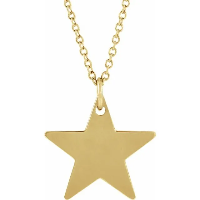 Necklaces TreasureFineJewelers 14K Yellow Gold 15x15 mm Star 1618 Necklace
