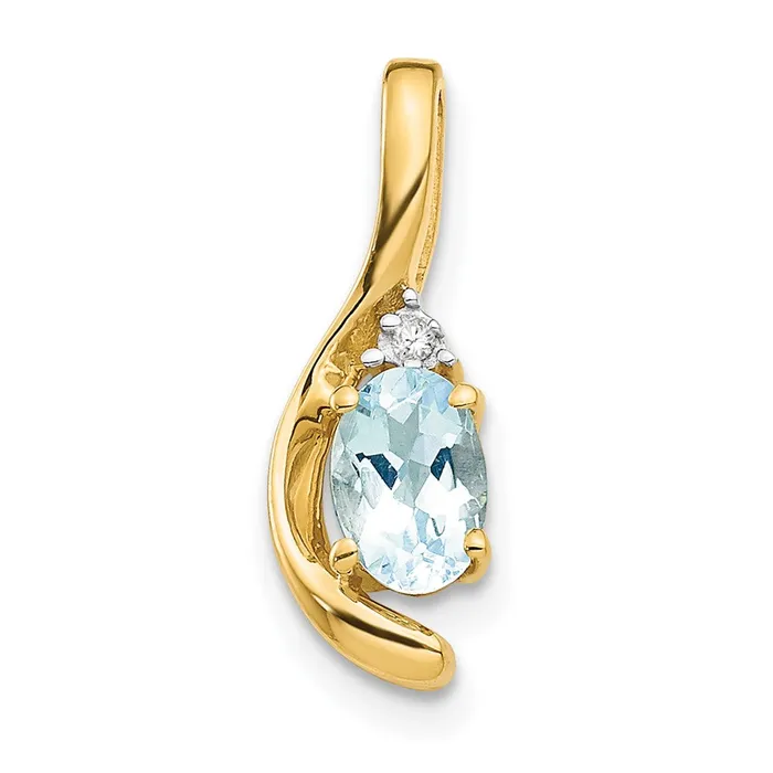 Necklaces TreasureFineJewelers 14k Yellow Gold Aquamarine and Diamond Pendant Necklaces TreasureFineJewelers 14k Yellow Gold Aquamarine and Diamond Pendant