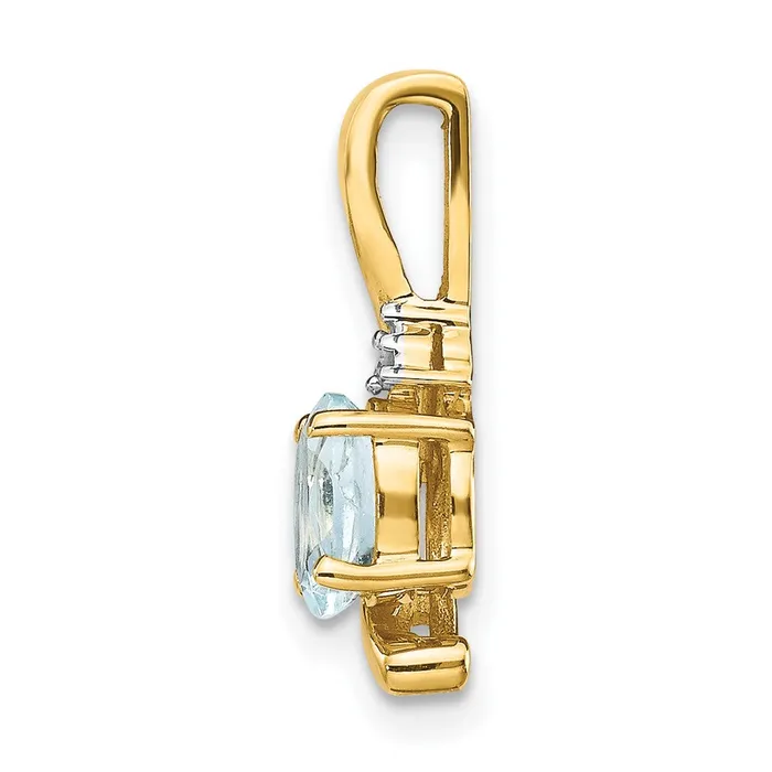 Necklaces TreasureFineJewelers 14k Yellow Gold Aquamarine and Diamond Pendant