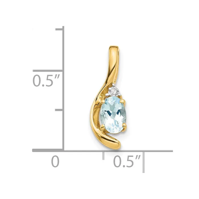 Necklaces TreasureFineJewelers 14k Yellow Gold Aquamarine and Diamond Pendant