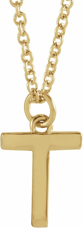 Necklaces TreasureFineJewelers 14K Yellow Gold Initial T Dangle 16 Necklace Necklaces TreasureFineJewelers 14K Yellow Gold Initial T Dangle 16 Necklace