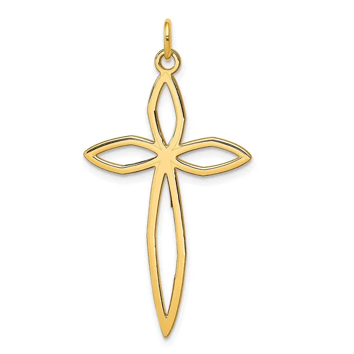 Necklaces TreasureFineJewelers 14k Yellow Gold Laser Designed Passion Cross Pendant Necklaces TreasureFineJewelers 14k Yellow Gold Laser Designed Passion Cross Pendant