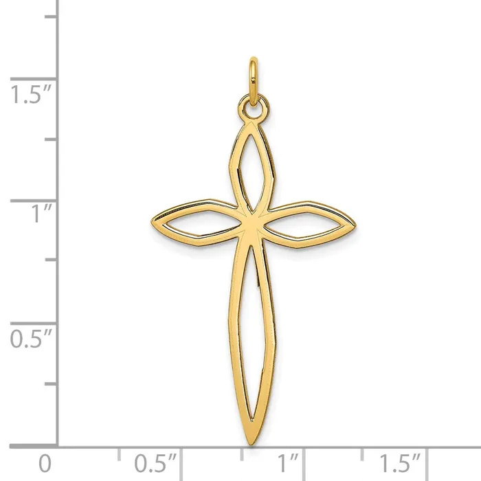 Necklaces TreasureFineJewelers 14k Yellow Gold Laser Designed Passion Cross Pendant