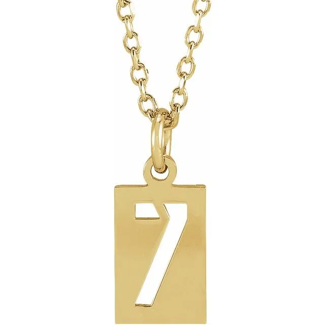 Necklaces TreasureFineJewelers 14K Yellow Gold Pierced Numeral 7 Dog Tag 1618 Necklace Necklaces TreasureFineJewelers 14K Yellow Gold Pierced Numeral 7 Dog Tag 1618 Necklace