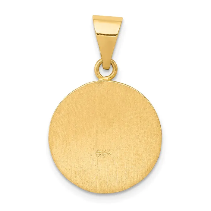 Necklaces TreasureFineJewelers 14k Yellow Gold Polished and Satin St Matthew Medal Hollow Pendant