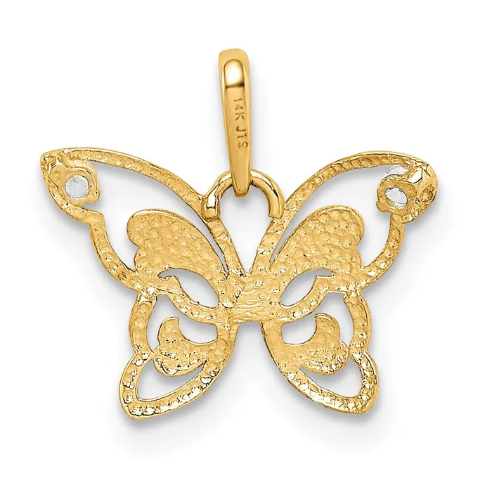 Necklaces TreasureFineJewelers 14k Yellow Gold Polished CZ Butterfly Pendant