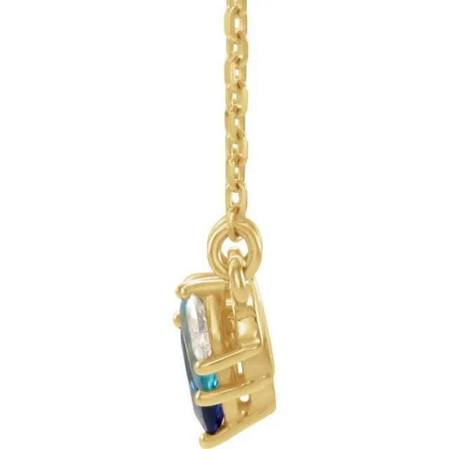 Necklaces TreasureFineJewelers 14K Yellow MultiGemstone 07 CTW Diamond Curved Bar 18 Necklace