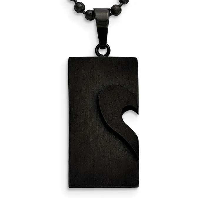 Necklaces TreasureFineJewelers Chisel Stainless Steel Polished Black and Rose IPplated Heart Pendants on 22 inch Ball Chain Necklace Set