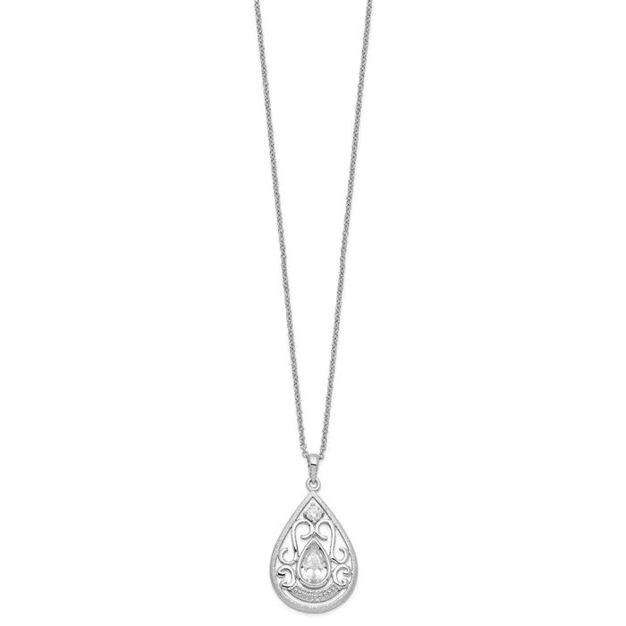 Necklaces TreasureFineJewelers Sentimental Expressions Sterling Silver Rhodiumplated CZ In Loving Memory 18in Necklace