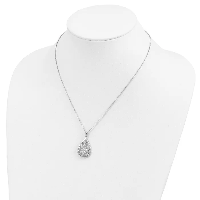 Necklaces TreasureFineJewelers Sentimental Expressions Sterling Silver Rhodiumplated CZ In Loving Memory 18in Necklace