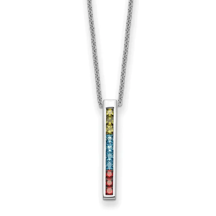 Necklaces TreasureFineJewelers Sentimental Expressions Sterling Silver Rhodiumplated MultiColor CZ Color Me Happy 18in Necklace Necklaces TreasureFineJewelers Sentimental Expressions Sterling Silver Rhodiumplated MultiColor CZ Color Me Happy 18in Necklace
