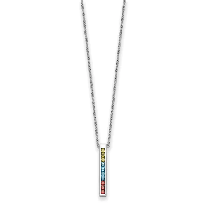 Necklaces TreasureFineJewelers Sentimental Expressions Sterling Silver Rhodiumplated MultiColor CZ Color Me Happy 18in Necklace