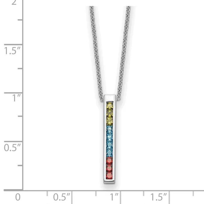 Necklaces TreasureFineJewelers Sentimental Expressions Sterling Silver Rhodiumplated MultiColor CZ Color Me Happy 18in Necklace