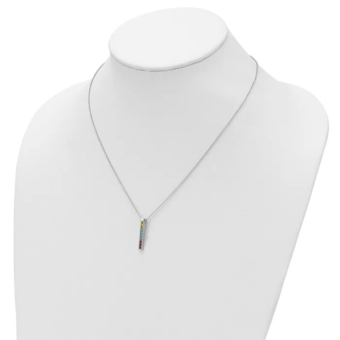 Necklaces TreasureFineJewelers Sentimental Expressions Sterling Silver Rhodiumplated MultiColor CZ Color Me Happy 18in Necklace
