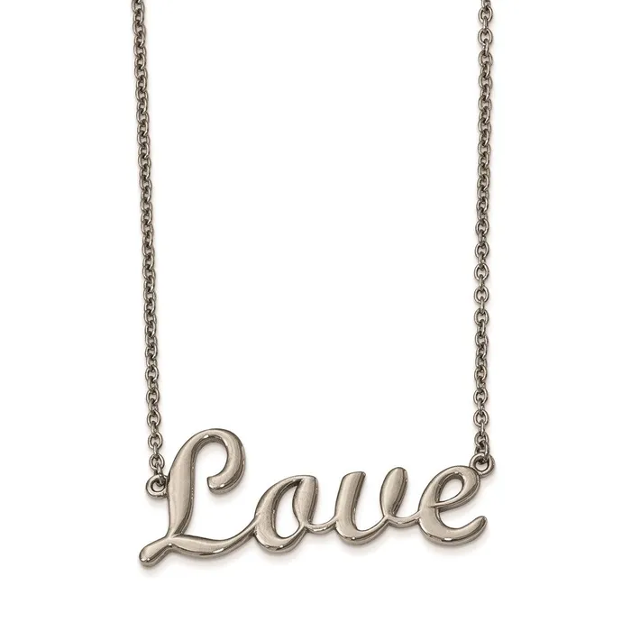Necklaces TreasureFineJewelers Stainless Steel Polished Love 16in Necklace Necklaces TreasureFineJewelers Stainless Steel Polished Love 16in Necklace
