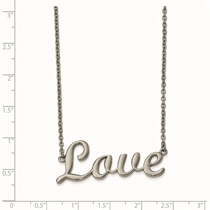Necklaces TreasureFineJewelers Stainless Steel Polished Love 16in Necklace