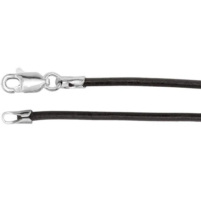 Necklaces TreasureFineJewelers Sterling Silver 2 mm Black Rubber 24 Cord Necklace Necklaces TreasureFineJewelers Sterling Silver 2 mm Black Rubber 24 Cord Necklace