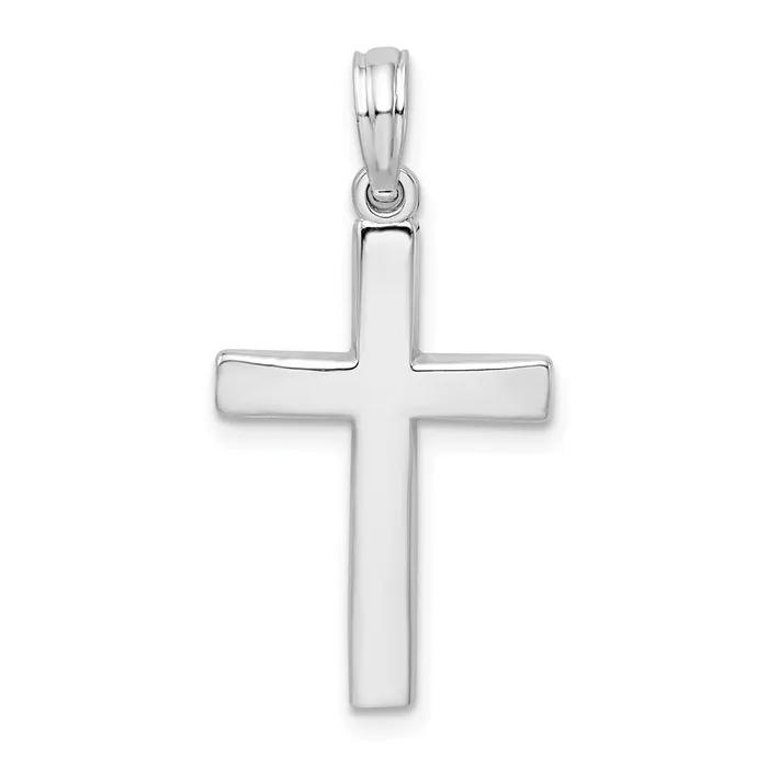 Necklaces TreasureFineJewelers Sterling Silver Beveled Latin Cross Pendant Necklaces TreasureFineJewelers Sterling Silver Beveled Latin Cross Pendant