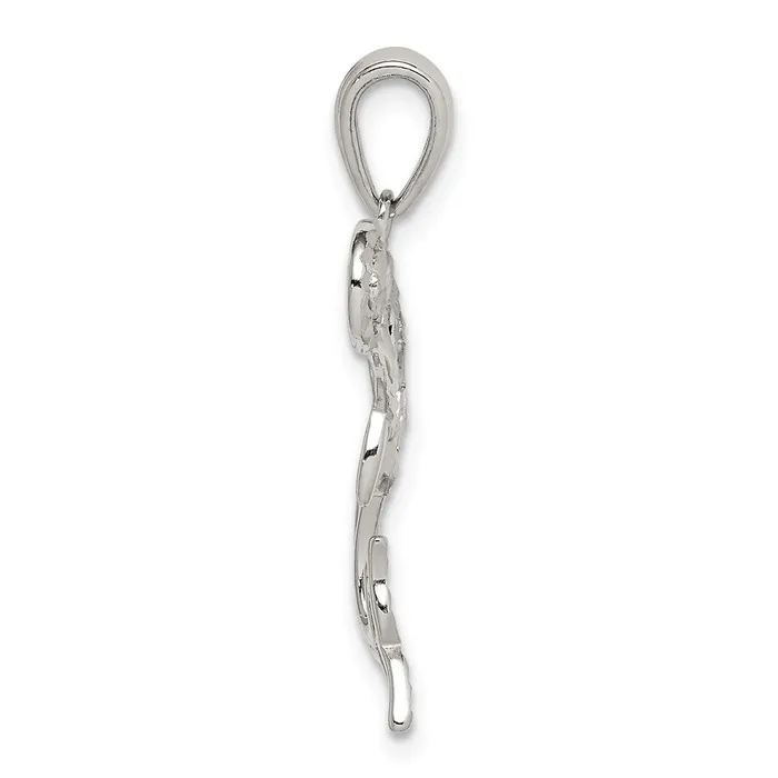 Necklaces TreasureFineJewelers Sterling Silver Diamondcut Dolphin wBall Pendant