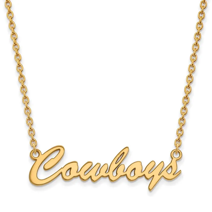 Necklaces TreasureFineJewelers Sterling Silver Goldplated Oklahoma State University Cowboys Script Medium Pendant 18 inch Necklace Necklaces TreasureFineJewelers Sterling Silver Goldplated Oklahoma State University Cowboys Script Medium Pendant 18 inch Necklace