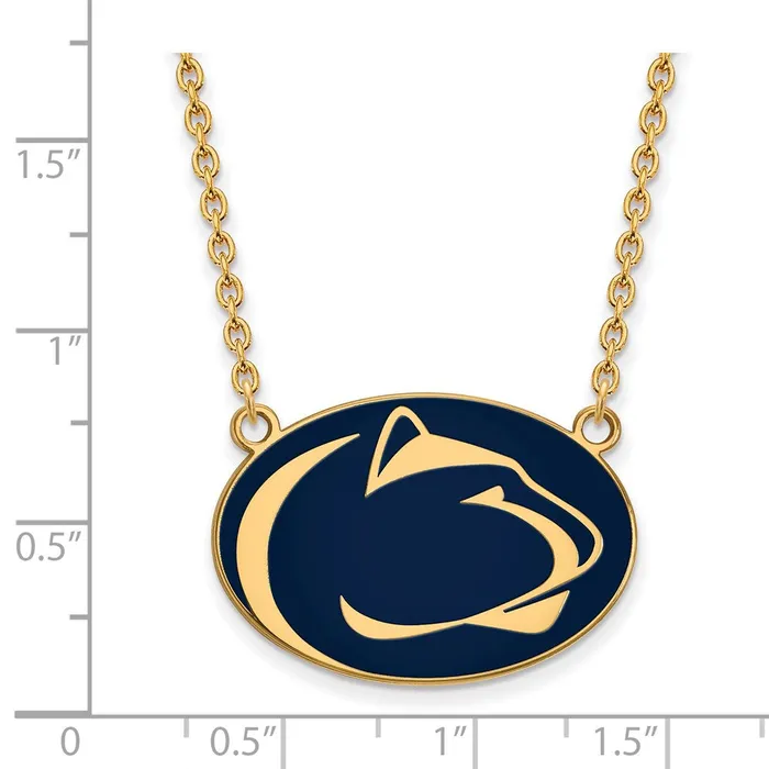 Necklaces TreasureFineJewelers Sterling Silver Goldplated Penn State University Lion Large Enameled Pendant 18 inch Necklace