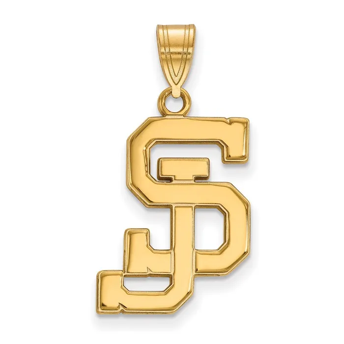 Necklaces TreasureFineJewelers Sterling Silver Goldplated San Jose State University SJ Large Pendant Necklaces TreasureFineJewelers Sterling Silver Goldplated San Jose State University SJ Large Pendant