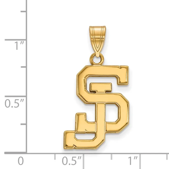 Necklaces TreasureFineJewelers Sterling Silver Goldplated San Jose State University SJ Large Pendant